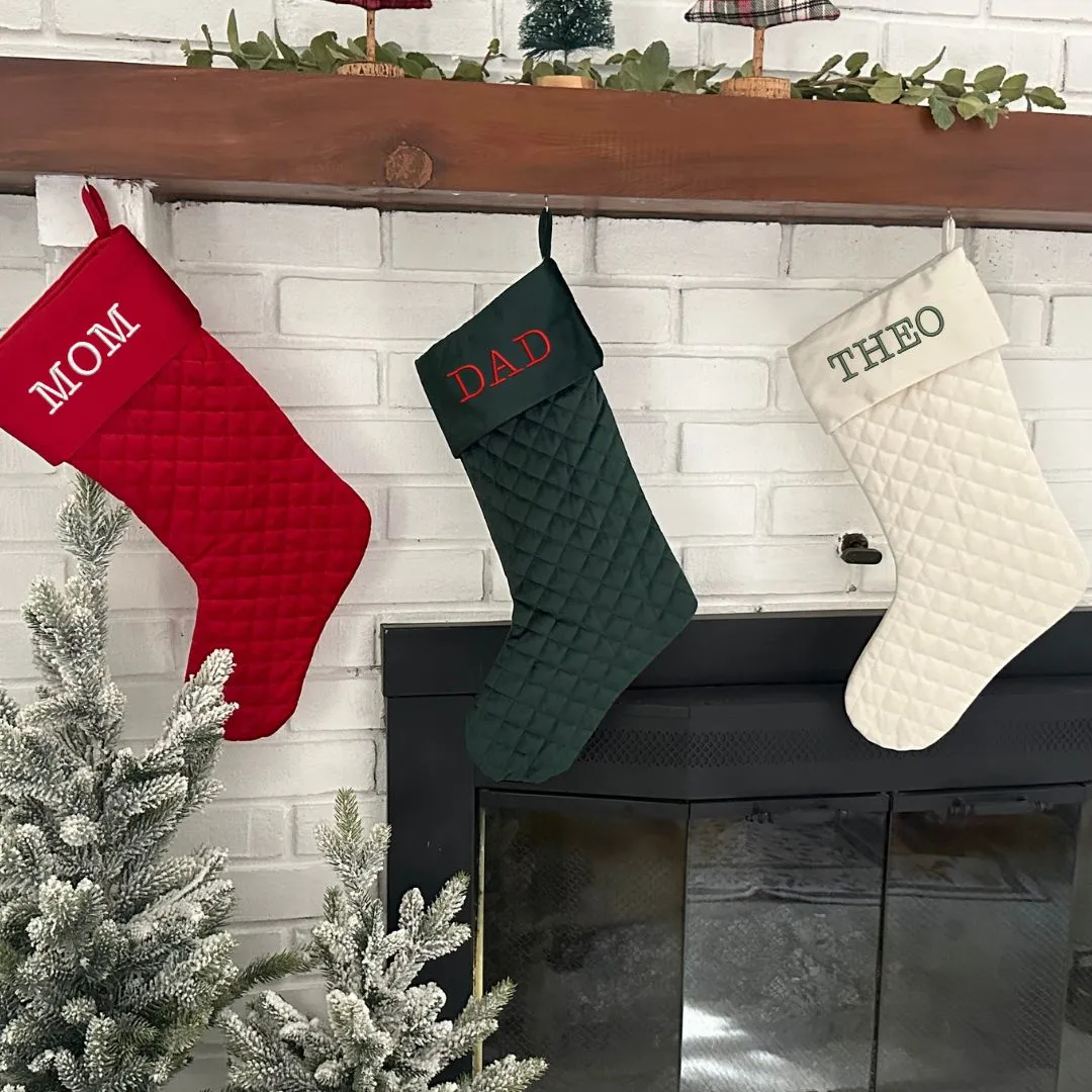 Custom Embroidered Quilted Christmas Stockings