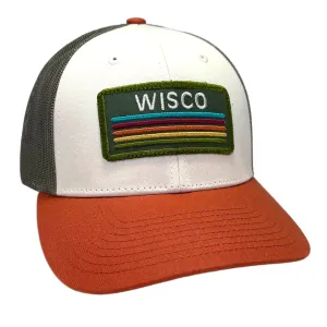 Custom Embroidered Retro Vibes Patched Trucker Hat - Cream & Rust