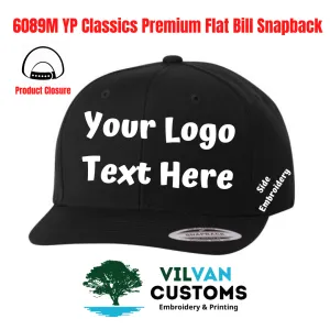 Custom Embroidery, 6089M YP Classics Premium Flat Bill Snapback Hats