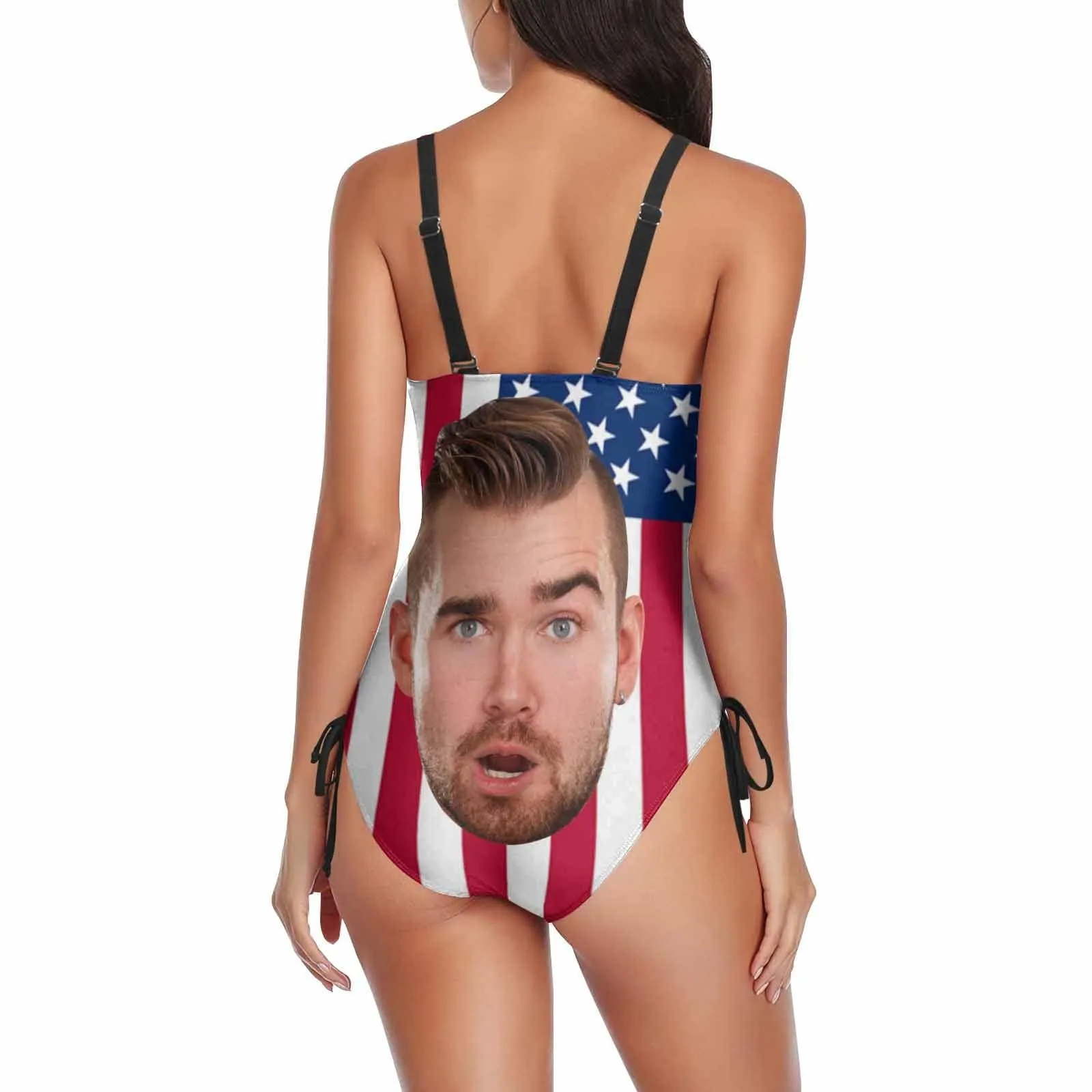 Custom Face Bathing-Suit American Flag