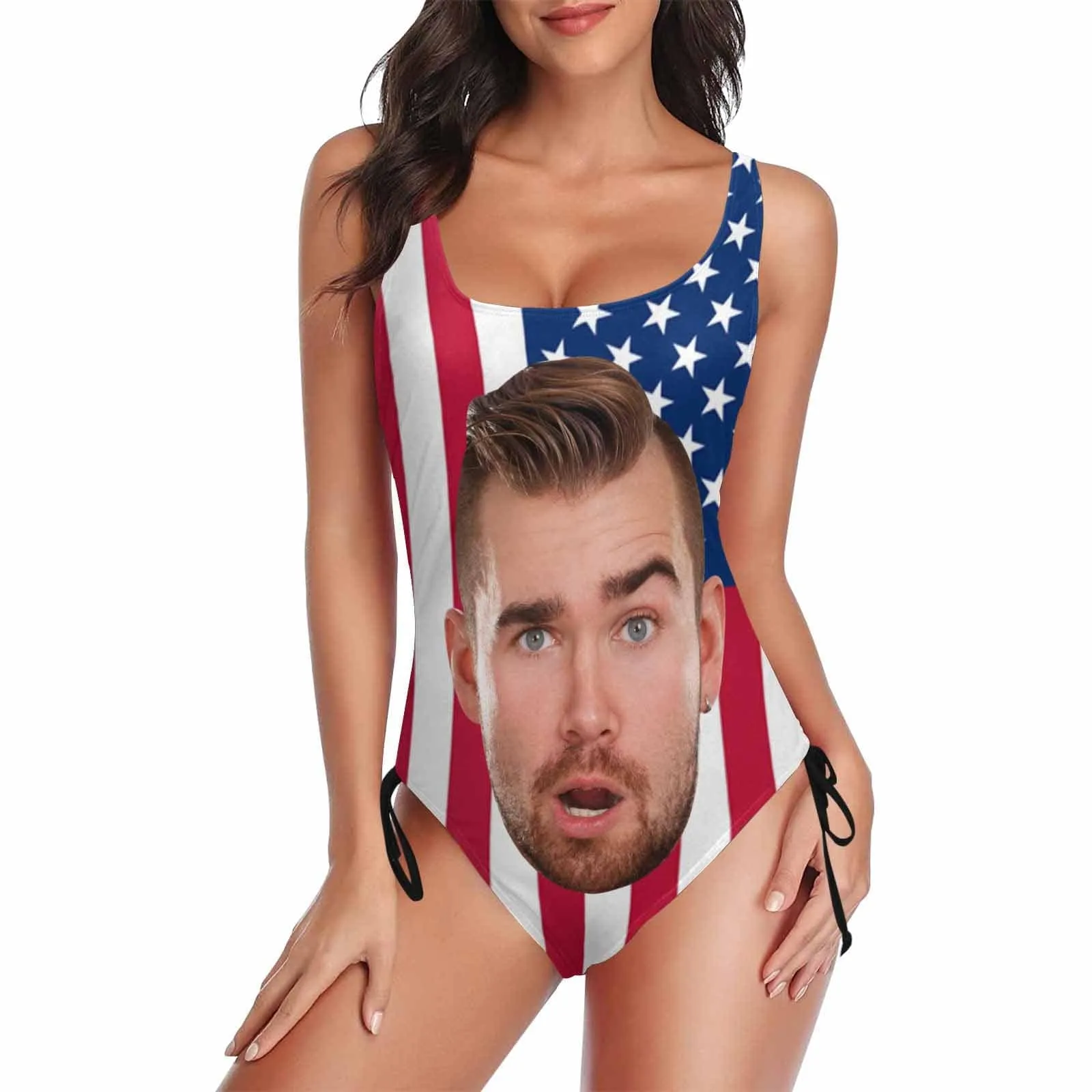 Custom Face Bathing-Suit American Flag