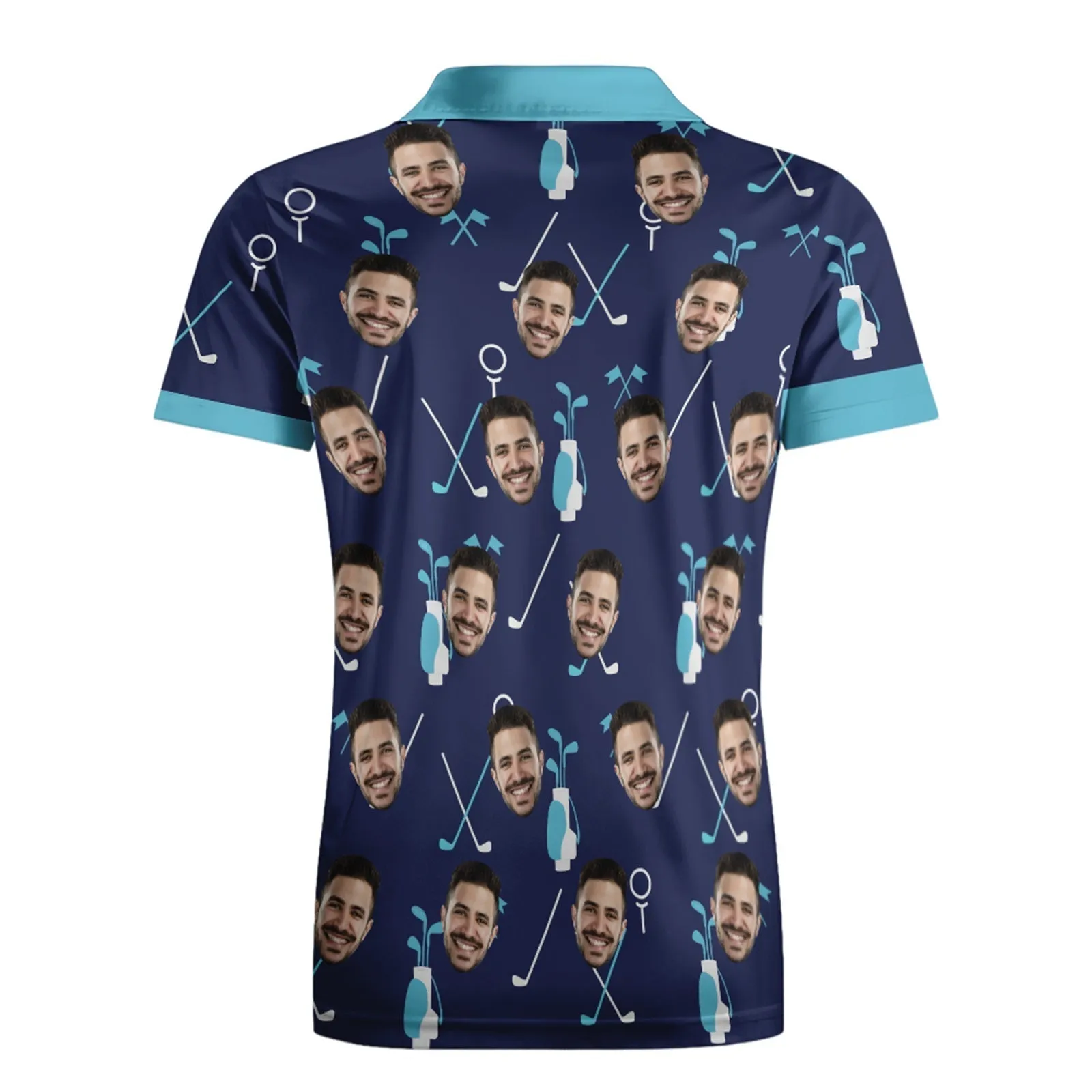 Custom Face Blue Polo Shirts Funny Golf Shirts & Golf Polos for Men