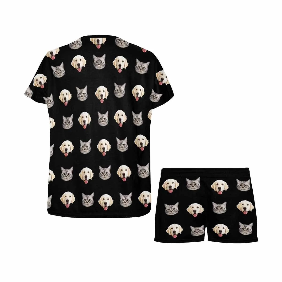 Custom Face Pajamas Personalized Pet Photo Women's Short Pajama Set Sleep or Loungewear for Her