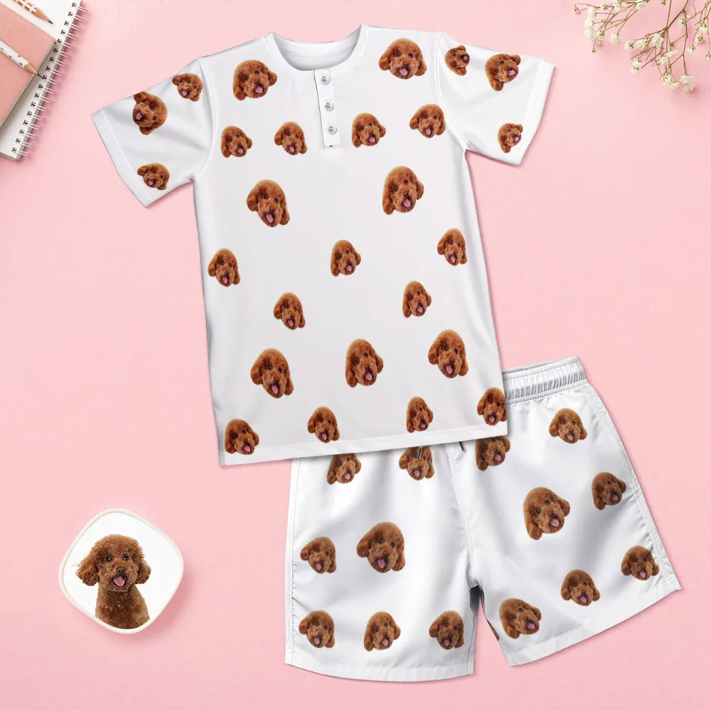 Custom Face Pajamas White Funny Pet Face Women Short Pajama Set Gift for Women