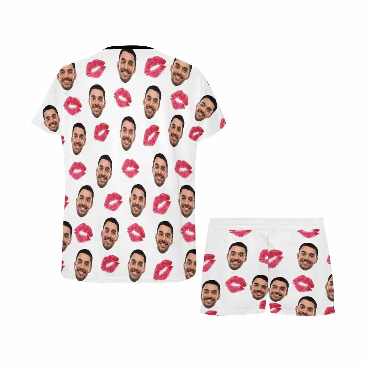 Custom Face Pajamas Your Red Lips Sleepwear Personalized Women's Short Pajama Set