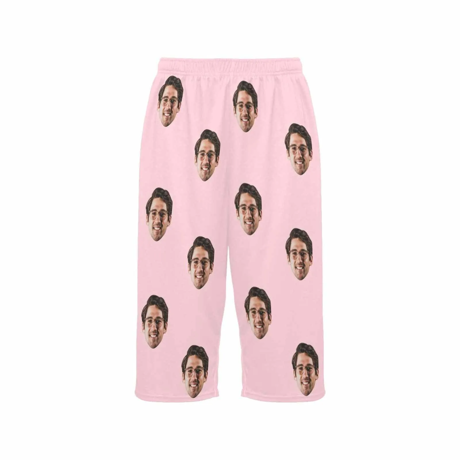 Custom Face Pink Cropped Pajama Pants For Women Girlfriend Gift