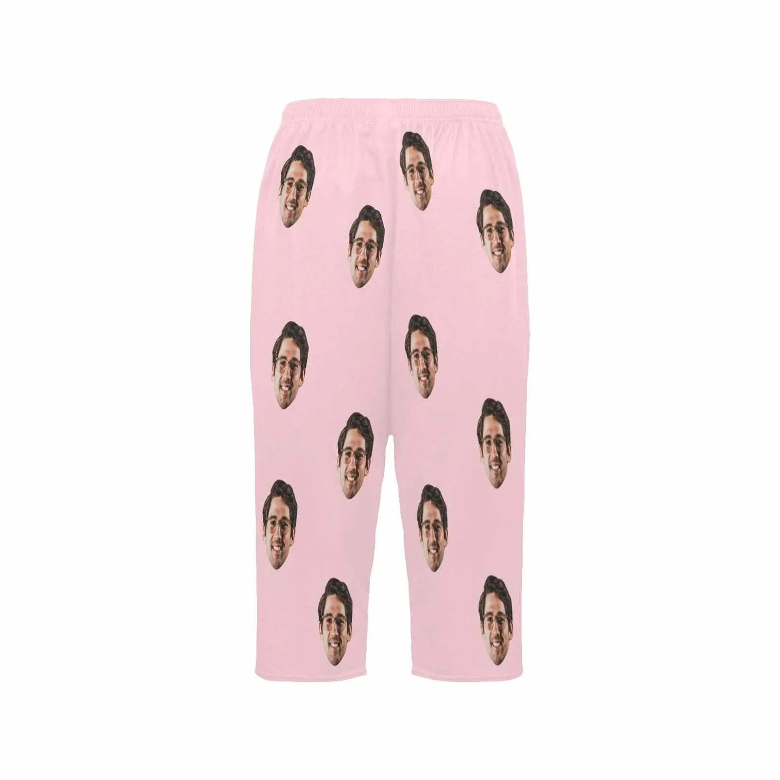 Custom Face Pink Cropped Pajama Pants For Women Girlfriend Gift