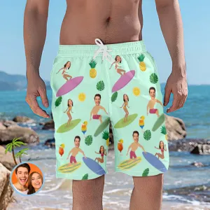 Custom Face Swim Trunks Personalized Beach Shorts Surfing Funny Men's Casual Shorts