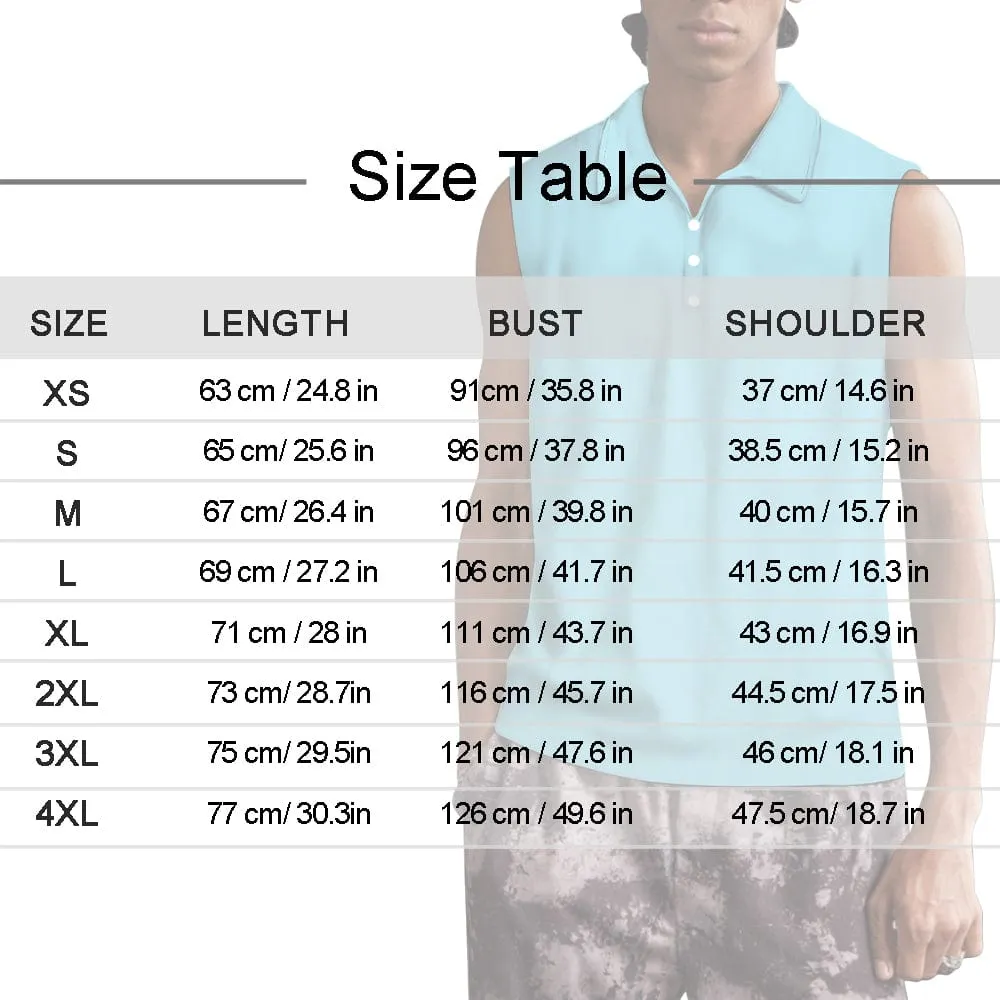 Custom Face Tropical Leaves Sleeveless Polo Shirt Button Up Summer Casual Workout Tank Tops