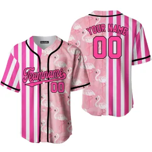 Custom Flamingo Pink Stripe Pink-Black Split Fashion Baseball Jerseys For Men & Women