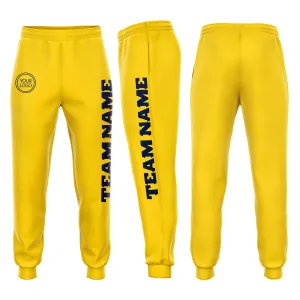 Custom Gold Navy Fleece Jogger Sweatpants