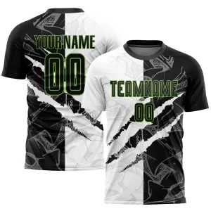 Custom Graffiti Pattern Black-Neon Green Scratch Sublimation Soccer Uniform Jersey