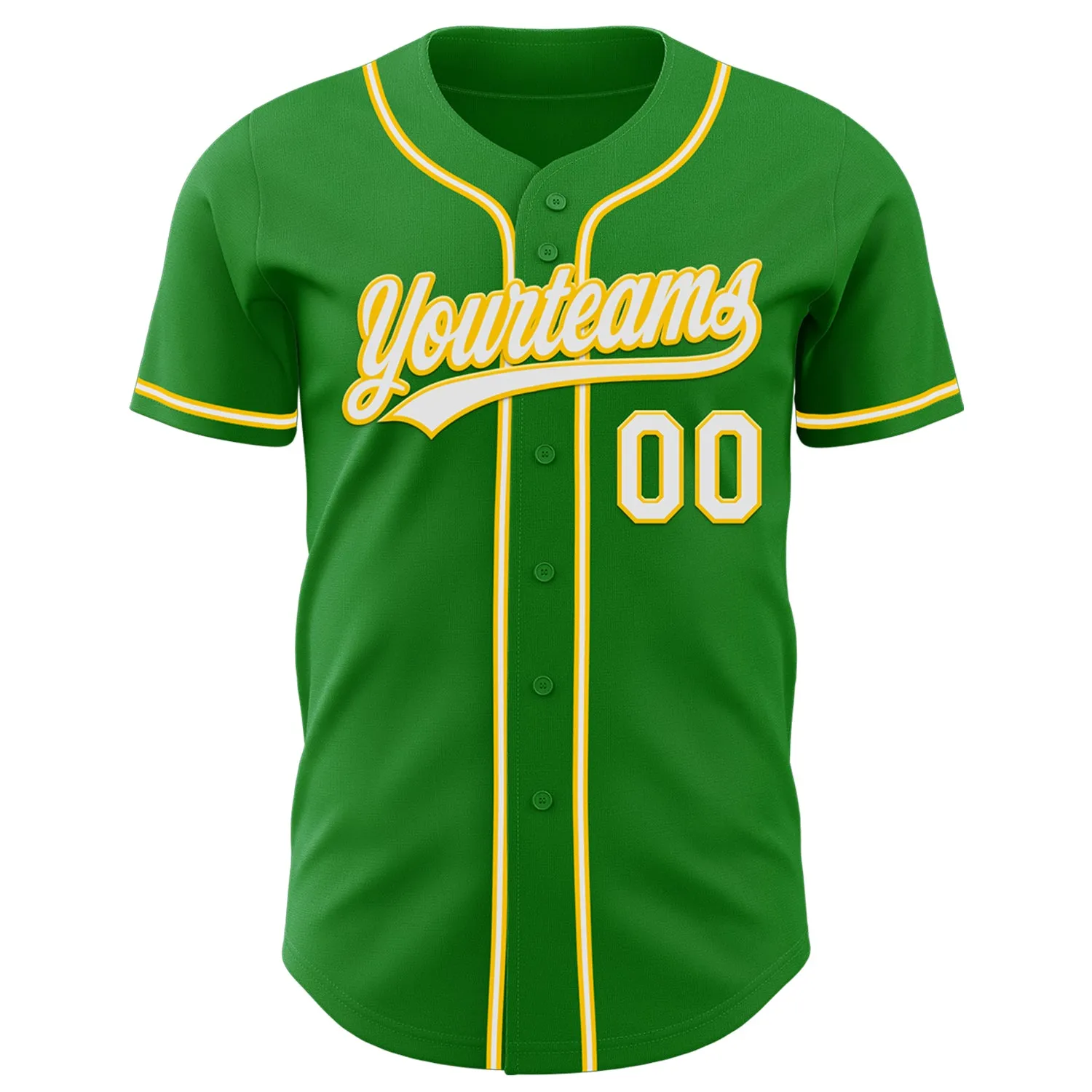 Custom Grass Green White-Yellow Authentic Baseball Jersey