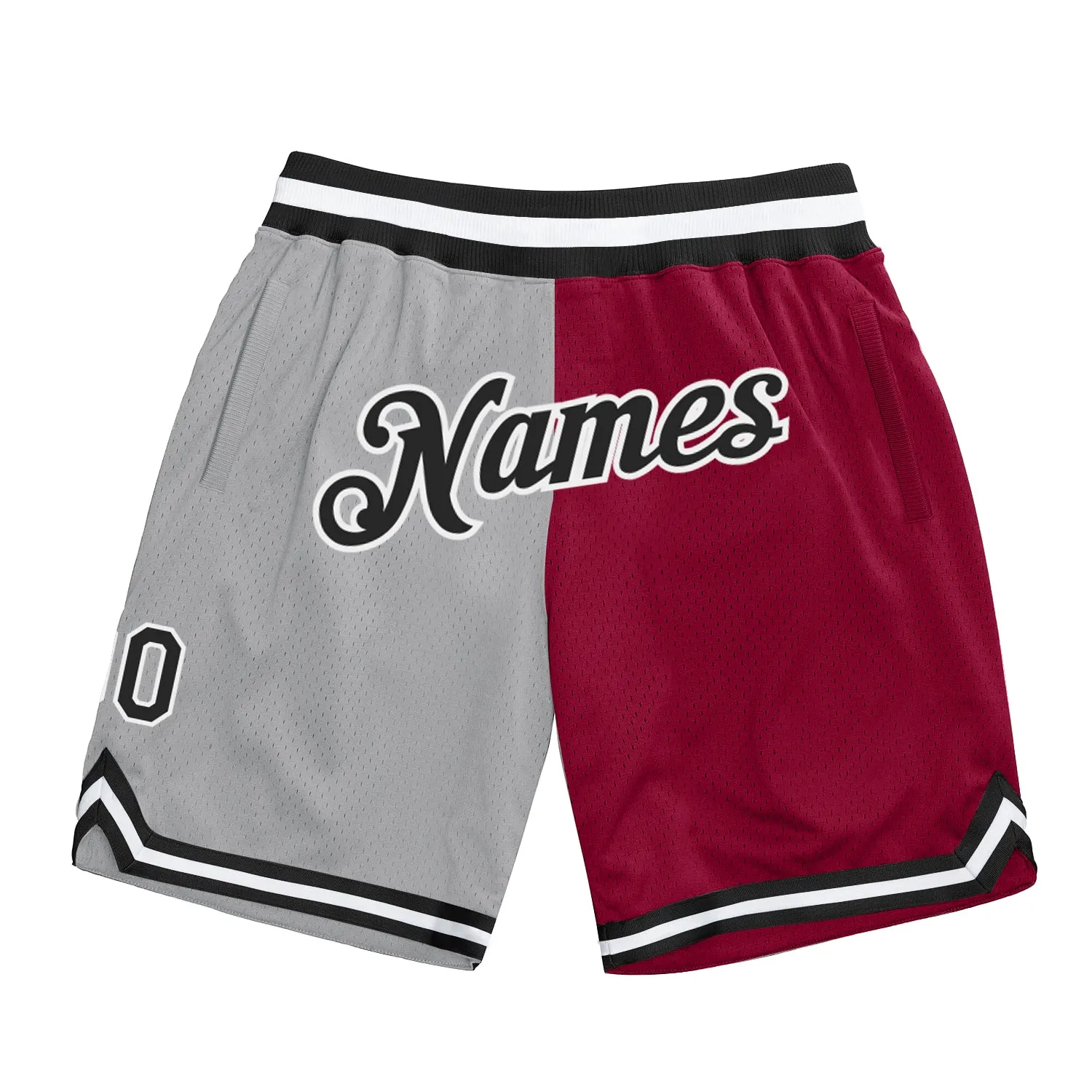 Custom Gray Black-Maroon Authentic Throwback Split Fashion Basketball Shorts