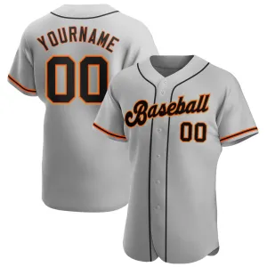 Custom Gray Black-Orange Authentic Baseball Jersey