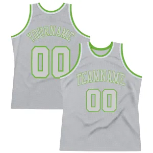 Custom Gray Gray-Neon green Authentic Throwback Basketball Jersey