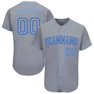 Custom Gray Light Blue-Royal Authentic Drift Fashion Baseball Jersey