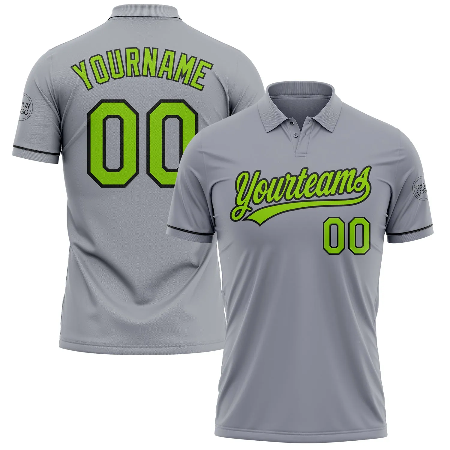 Custom Gray Neon Green-Black Performance Vapor Golf Polo Shirt