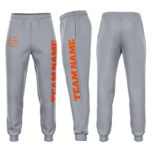 Custom Gray Orange Fleece Jogger Sweatpants