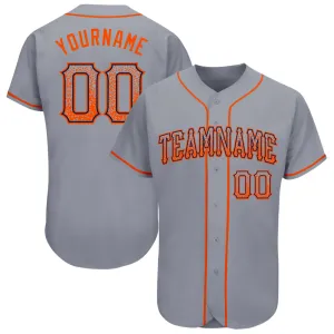 Custom Gray Orange-Navy Authentic Drift Fashion Baseball Jersey