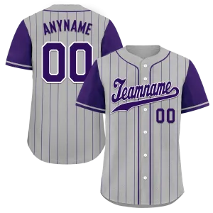 Custom Gray Purple Stripe Fashion Personalized Authentic Baseball Jersey BSBJ01-D017253