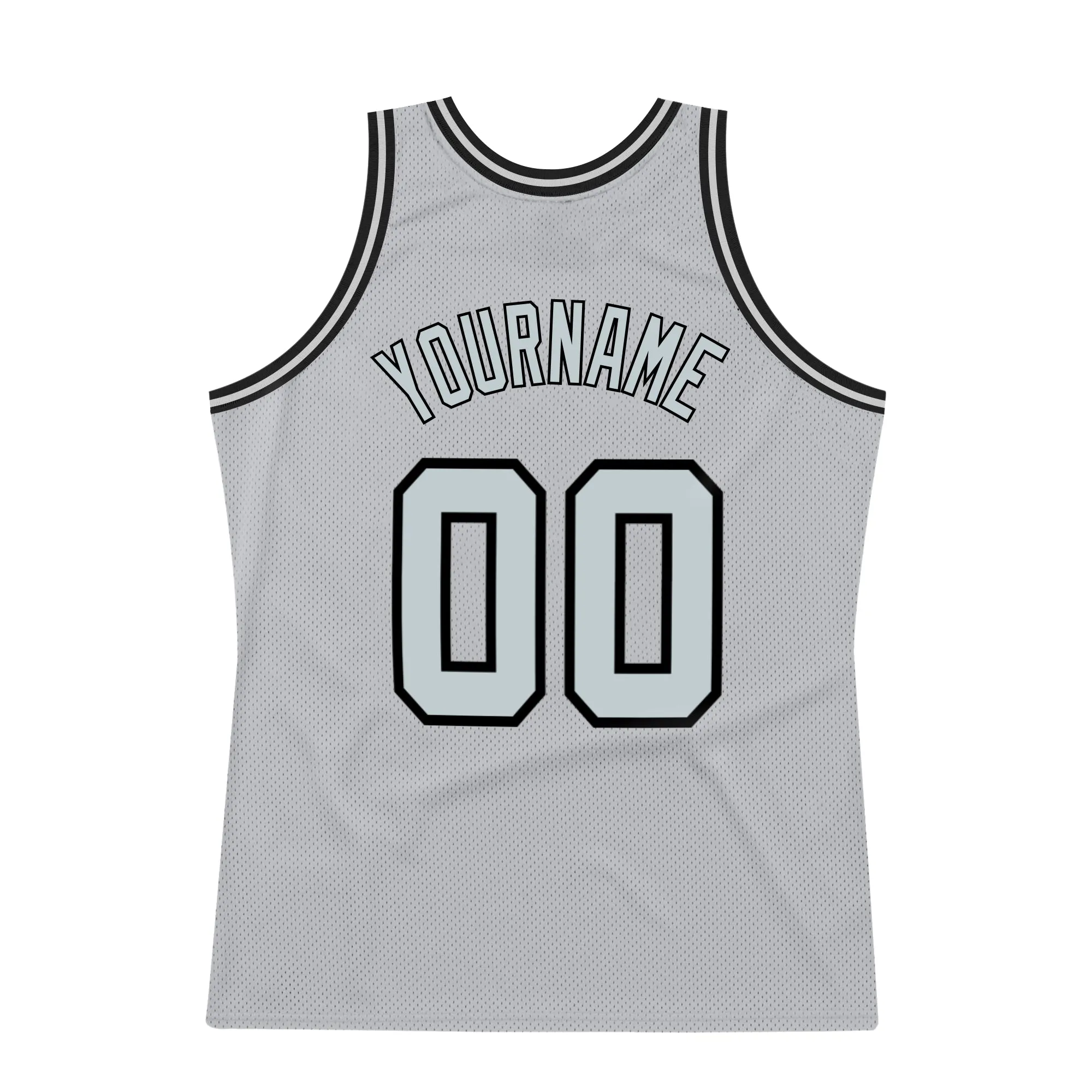 Custom Gray Silver-Black Authentic Throwback Basketball Jersey