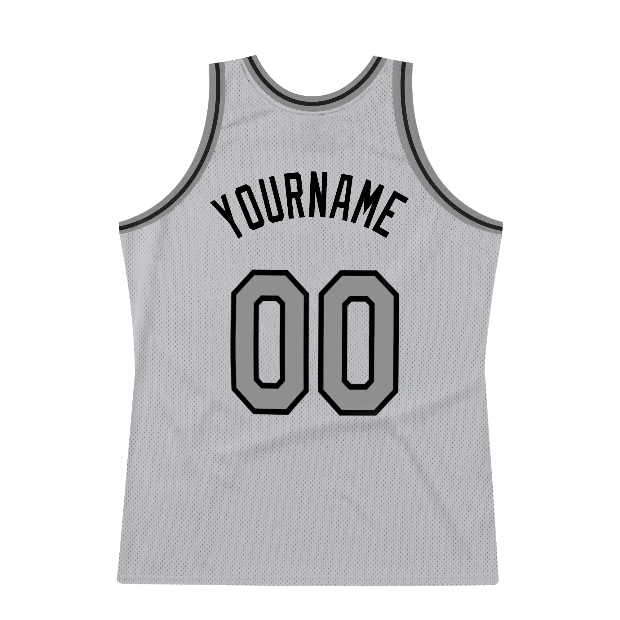 Custom Gray Steel Gray-Black Authentic Throwback Basketball Jersey