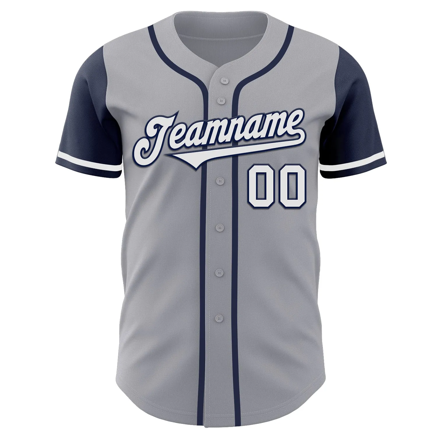 Custom Gray White-Navy Authentic Two Tone Baseball Jersey