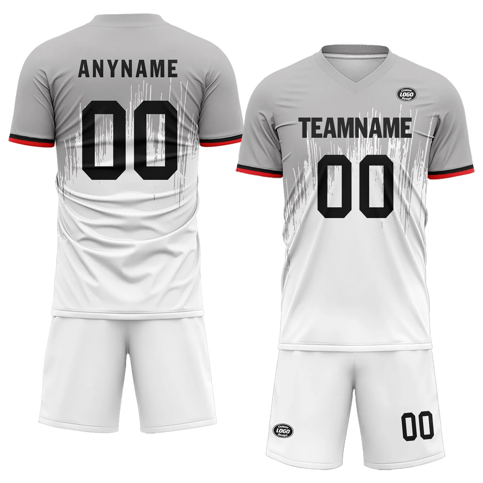 Custom Gray White Soccer Sets Jersey Personalized SCJ101-D28027