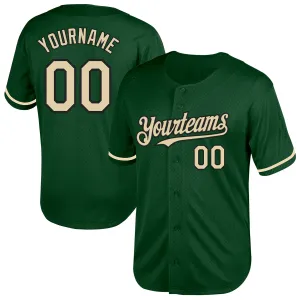 Custom Green Cream-Black Mesh Authentic Throwback Baseball Jersey