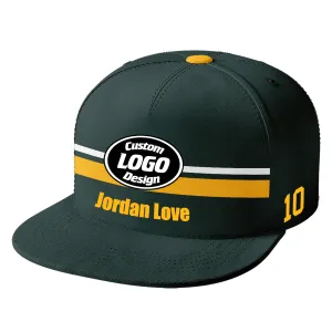 Custom Green Green Bay Hat Sport Design Cap Stitched Adjustable Personalized PR067B-D020262-13