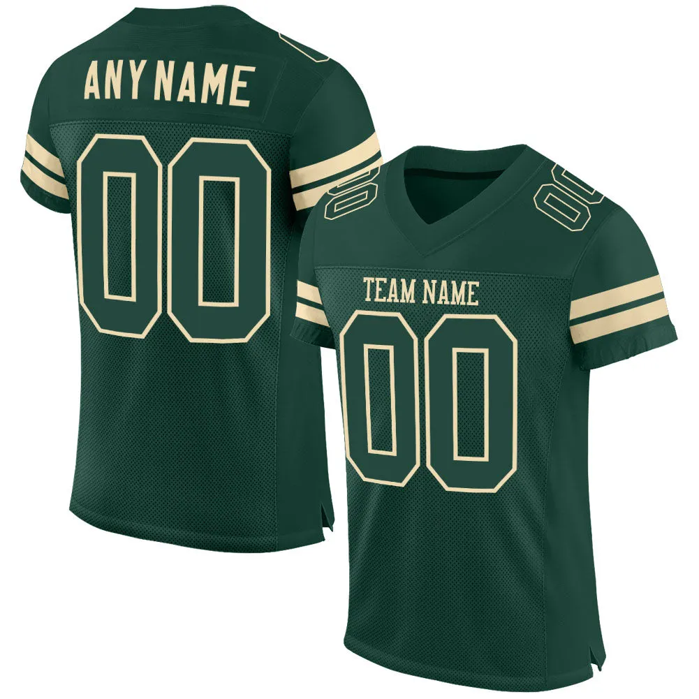 Custom Green Green-Cream Mesh Authentic Football Jersey