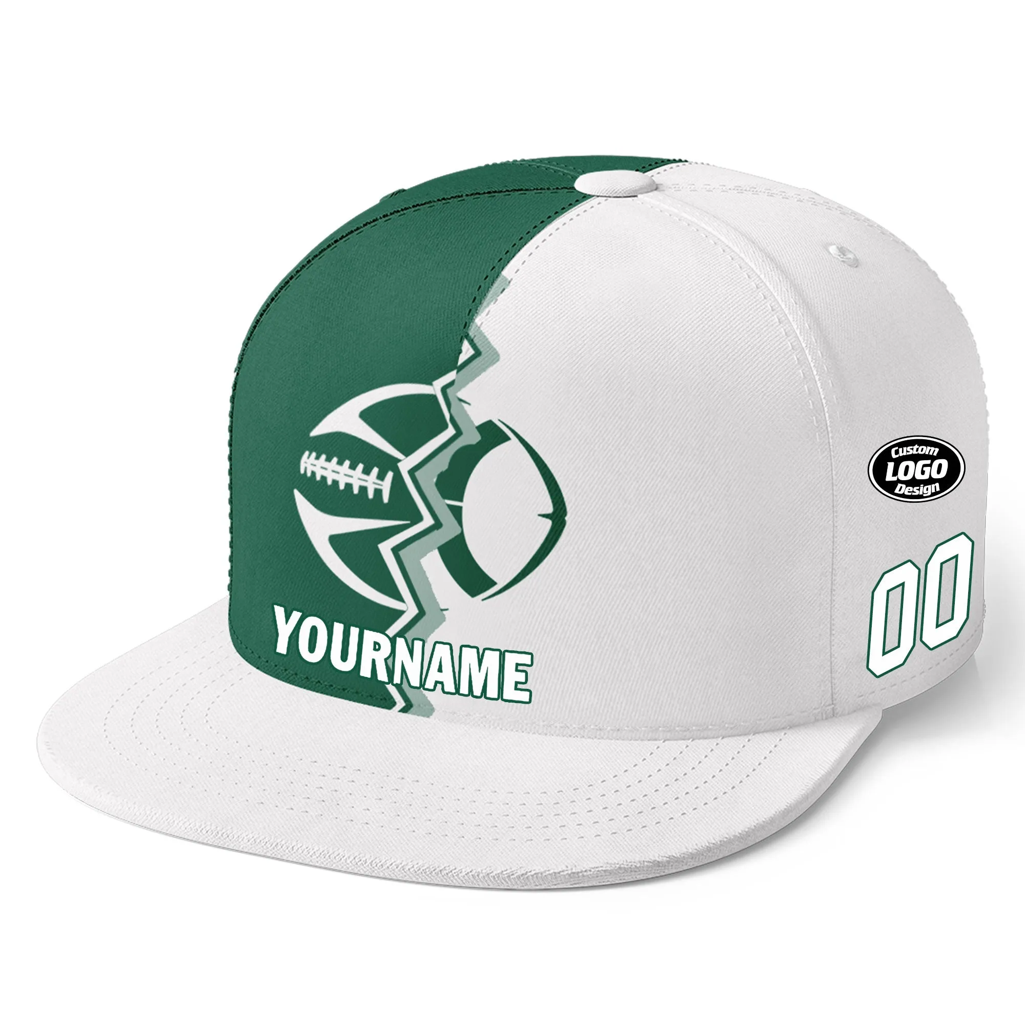 Custom Green White New York Hat Sport Design Cap Stitched Adjustable Personalized PR067B-D028017-30