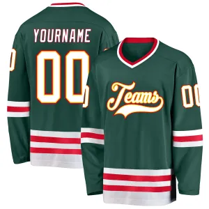 Custom Green White-Red Hockey Jersey