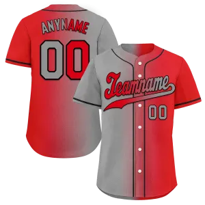 Custom Grey Red Gradient Fashion Personalized Authentic Baseball Jersey BSBJ01-D0a7aad