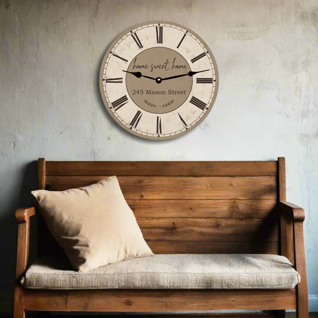 Custom Home Sweet Home Family Clock – Trendy Modern Colors