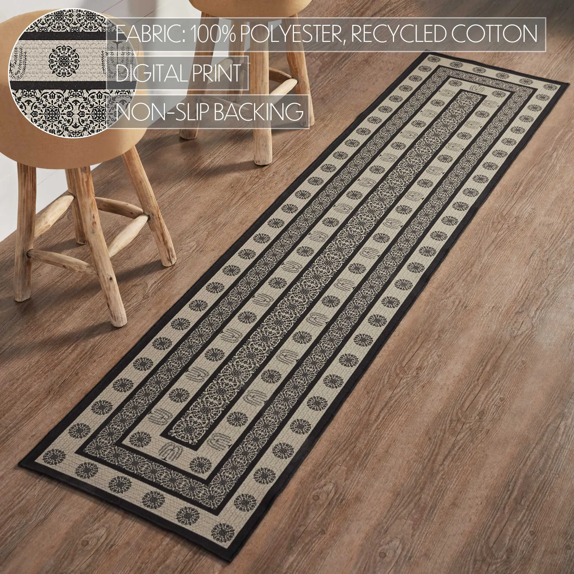 Custom House Black Tan Jacquard Polyester Rug/Runner Rect 22x96