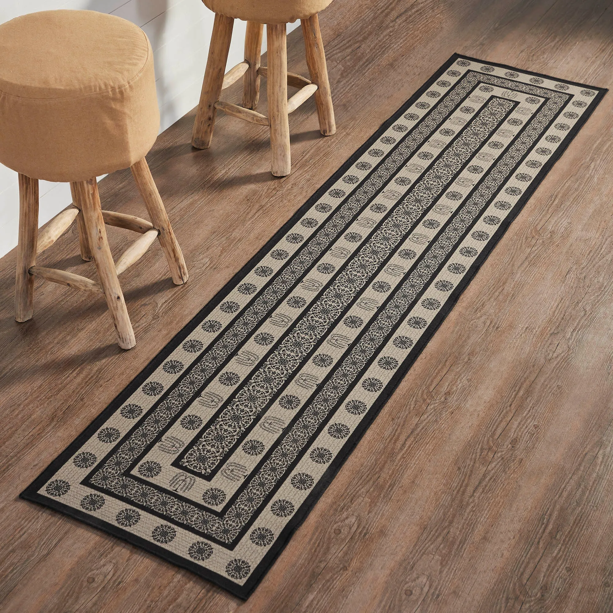 Custom House Black Tan Jacquard Polyester Rug/Runner Rect 22x96