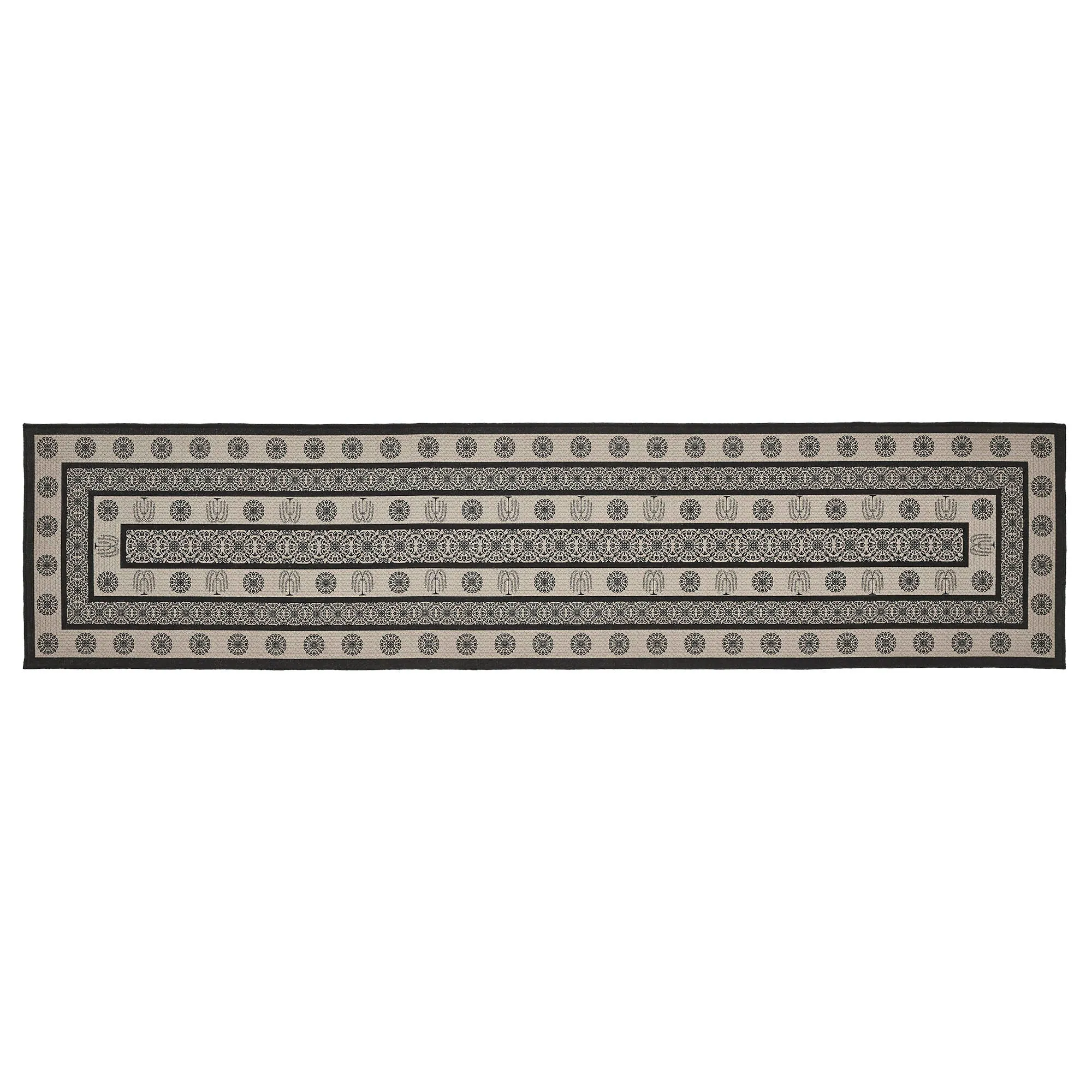 Custom House Black Tan Jacquard Polyester Rug/Runner Rect 22x96