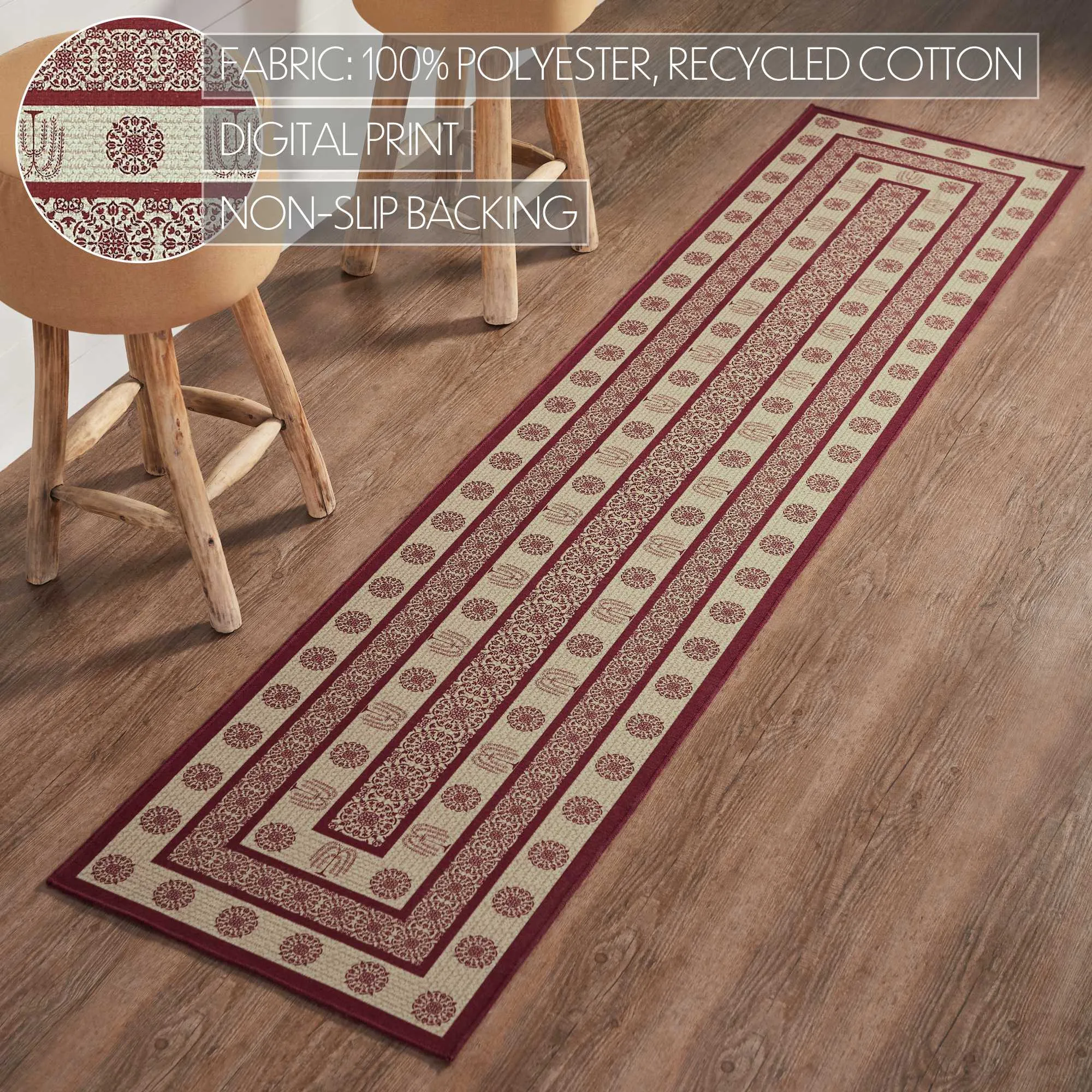 Custom House Burgundy Tan Jacquard Polyester Rug/Runner Rect 22x96