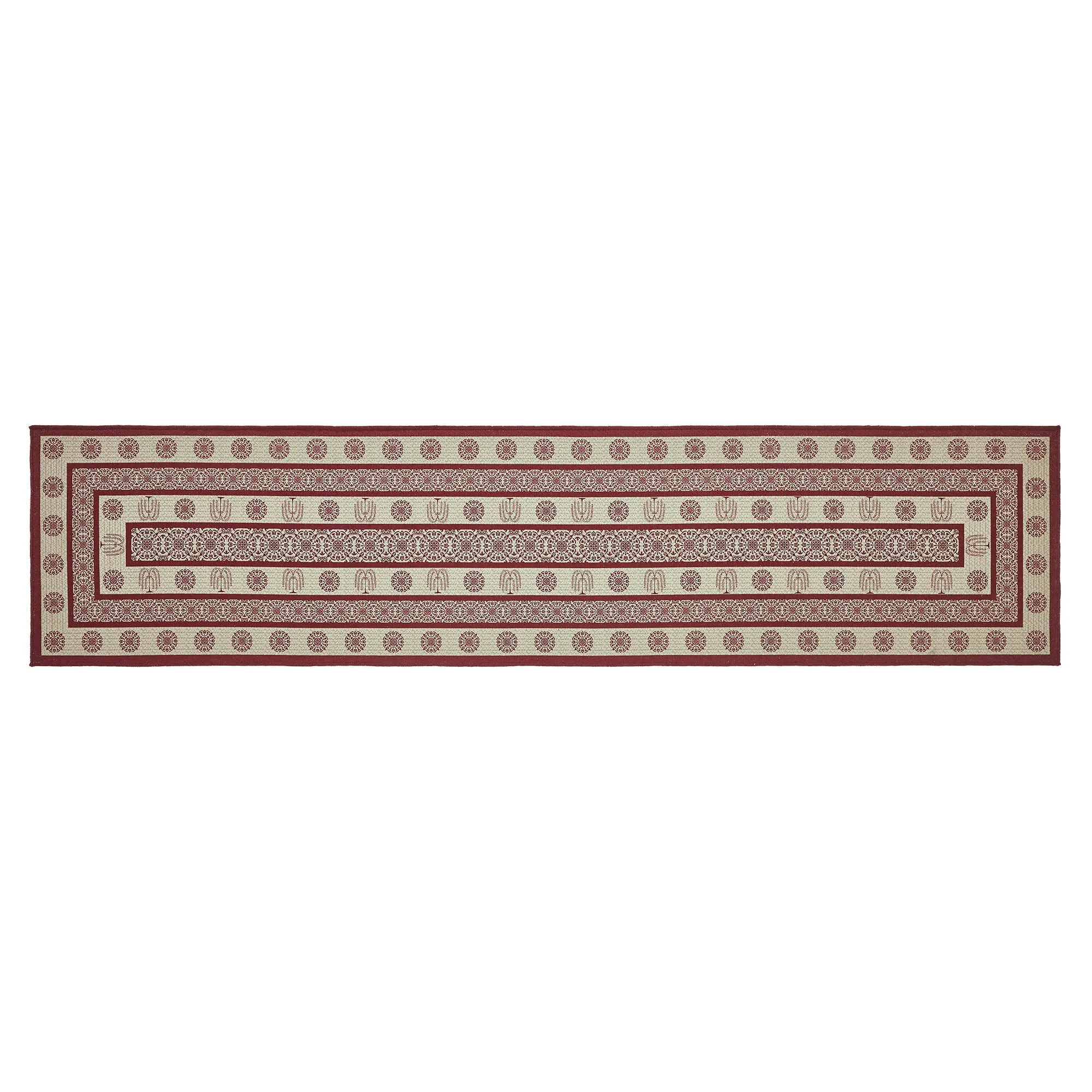 Custom House Burgundy Tan Jacquard Polyester Rug/Runner Rect 22x96