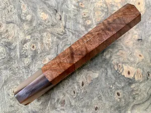 Custom Japanese Knife handle (wa handle) for 165-210 -  Figured Walnut and Blonde horn