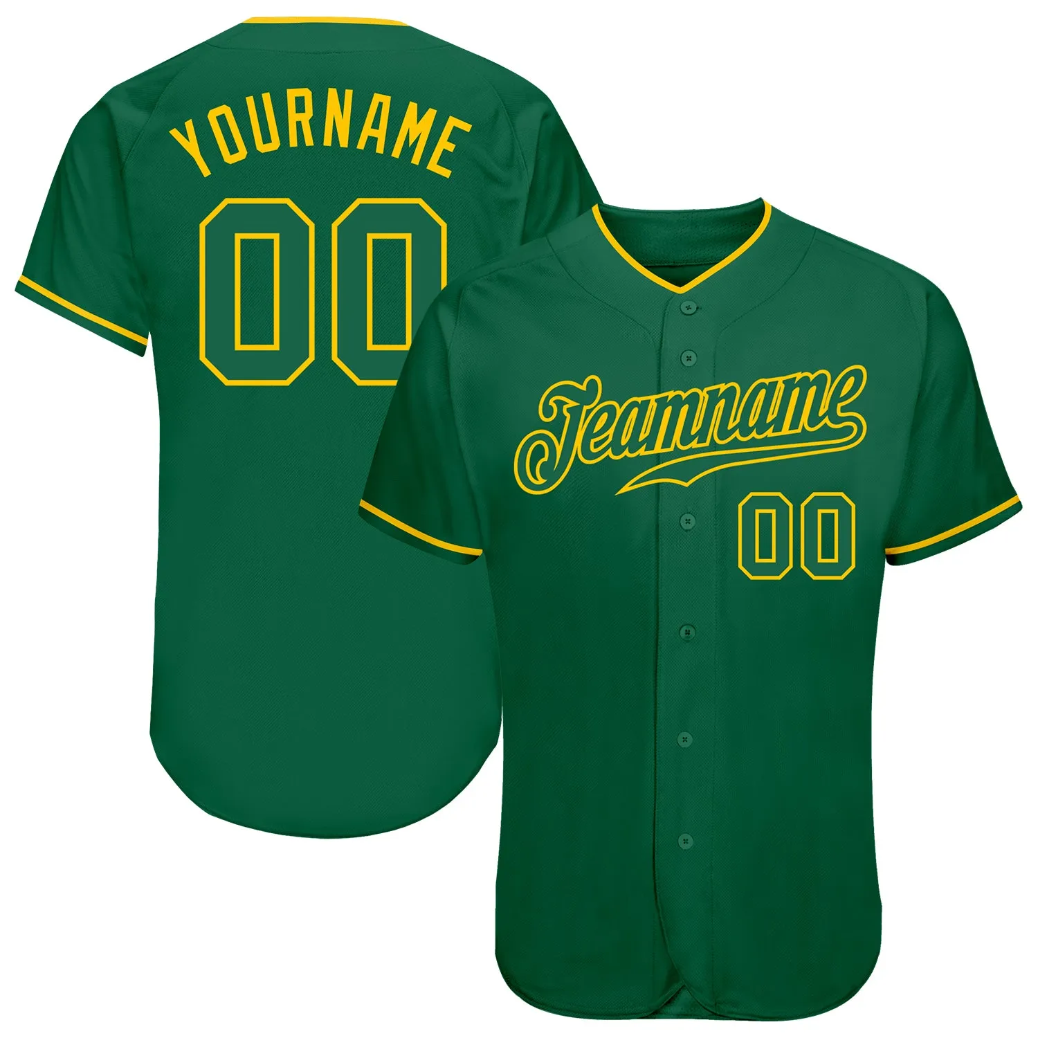 Custom Kelly Green Kelly Green-Gold Authentic Baseball Jersey