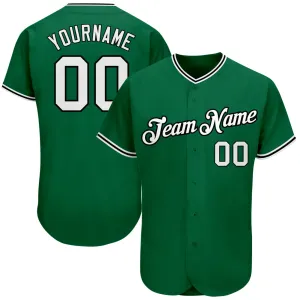 Custom Kelly Green White-Black Authentic Baseball Jersey