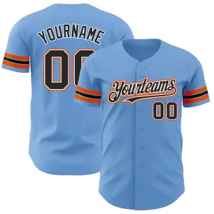 Custom Light Blue Black-Orange Authentic Baseball Jersey