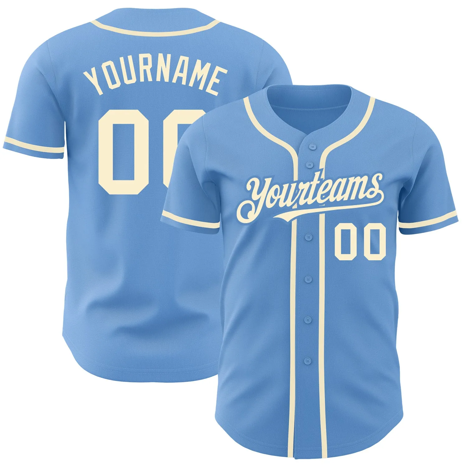 Custom Light Blue Cream Authentic Baseball Jersey