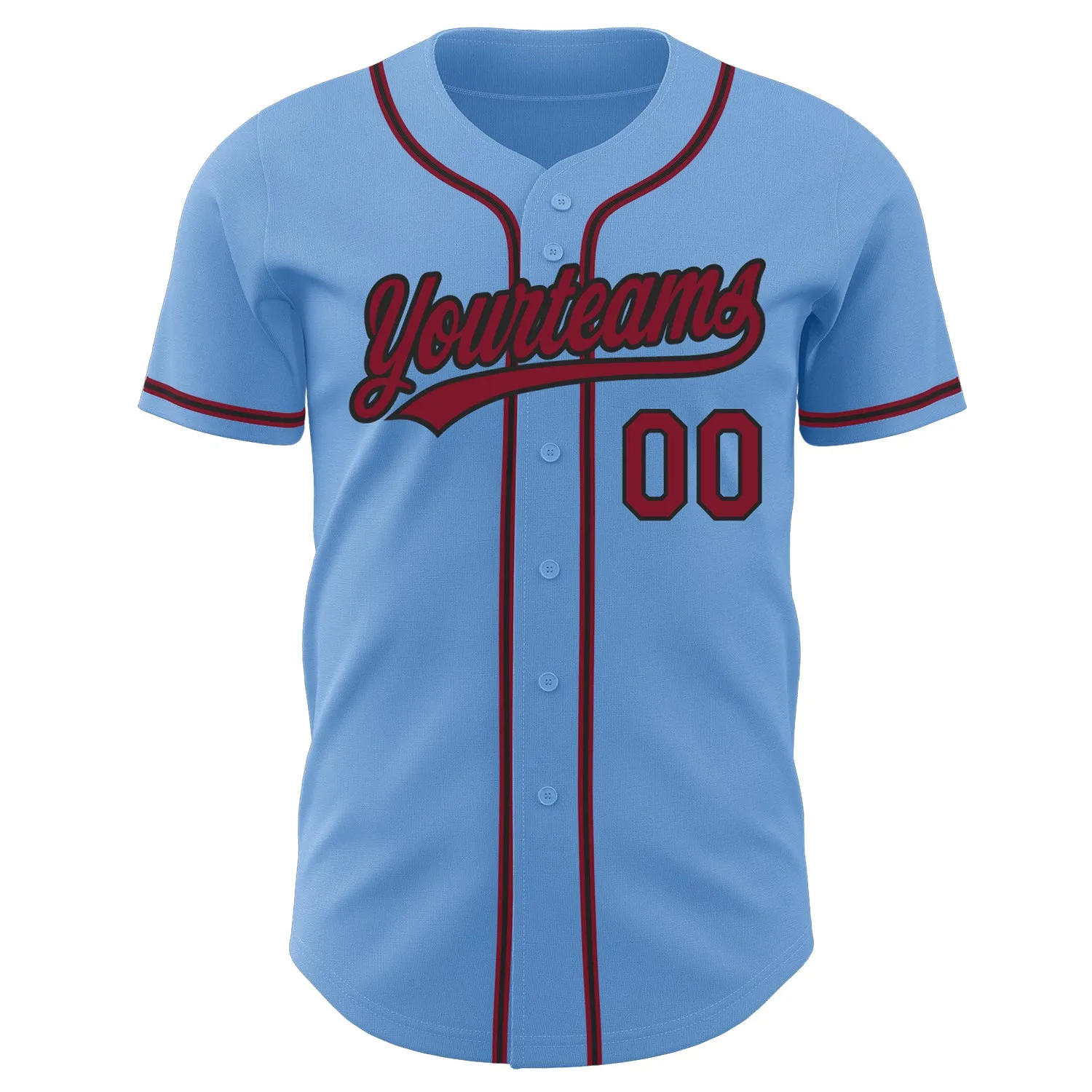 Custom Light Blue Crimson-Black Authentic Baseball Jersey