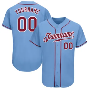 Custom Light Blue Crimson-White Authentic Baseball Jersey