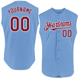 Custom Light Blue Crimson-White Authentic Sleeveless Baseball Jersey