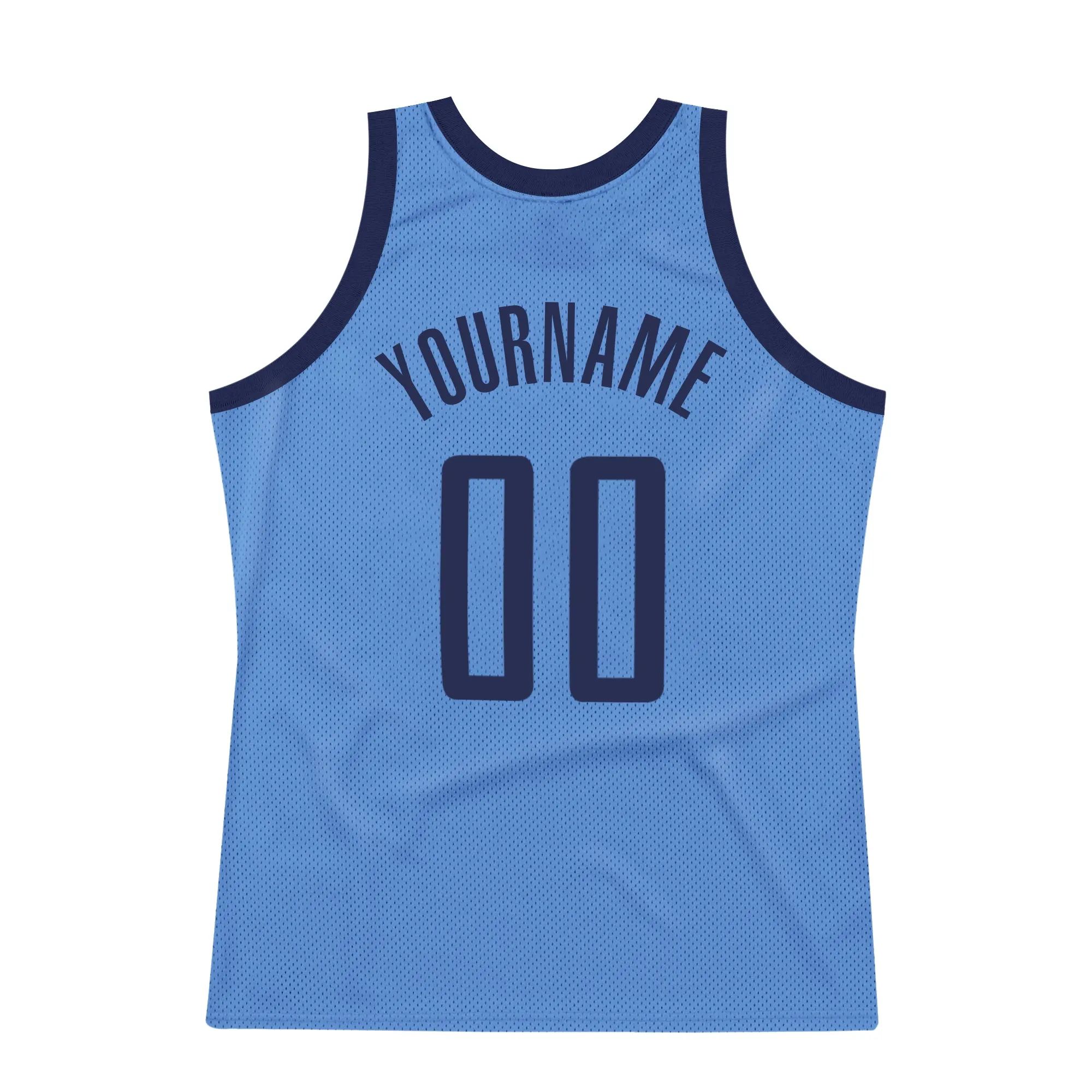 Custom Light Blue Navy Authentic Throwback Basketball Jersey